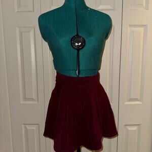 Burgundy Red A-Line Skirt